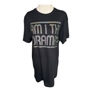 Buzz Am I The Drama Graphic Tee Short Sleeve Top‎ Black T-Shirt Medium